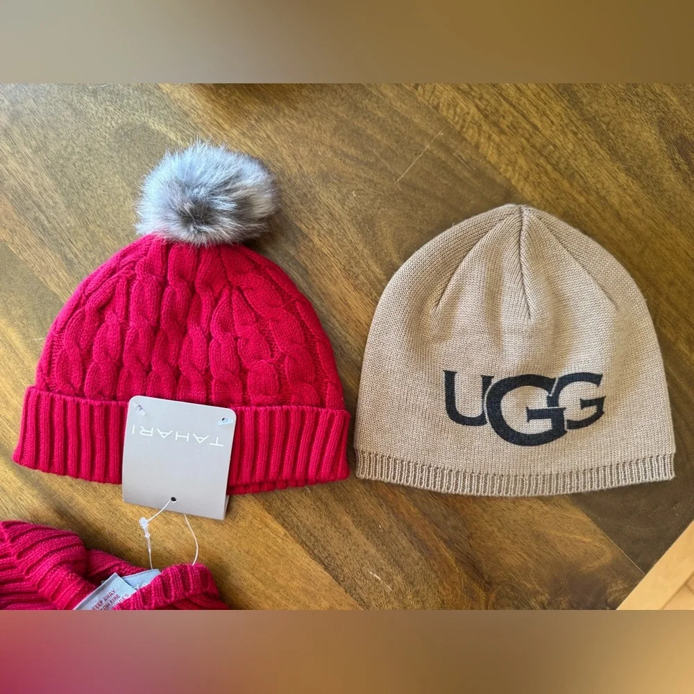 UGG unisex kids toddler baby tan‎ beanie hat